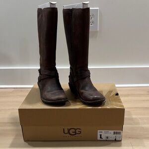 UGG Chocolate Brown Leather Knee-High Boots